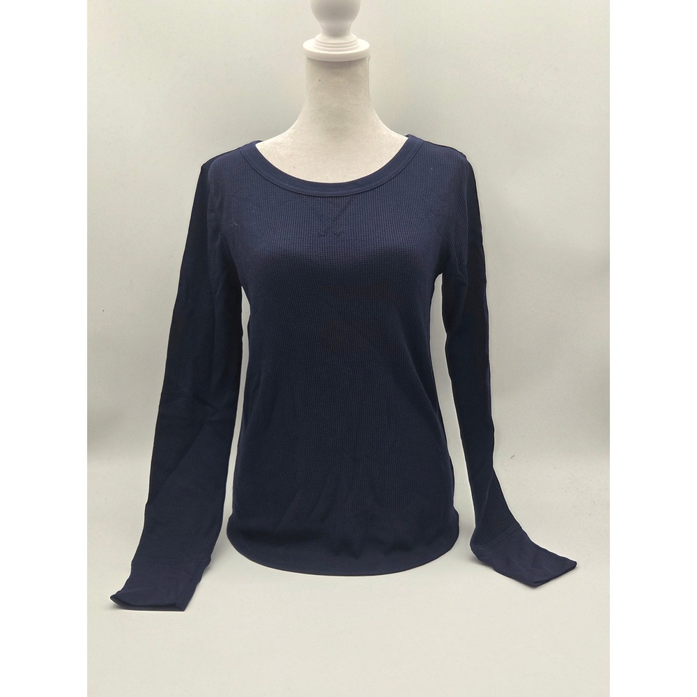 Gap Waffle Tee Women's XS Navy Blue Long Sleeve Crewneck NWT 101-697